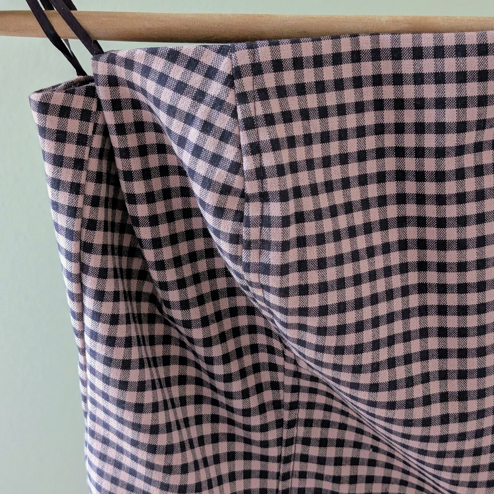 NWT Zara Strapless Gingham Patterned Midi Dress in Burgundy/White - S - Picture 14 of 16